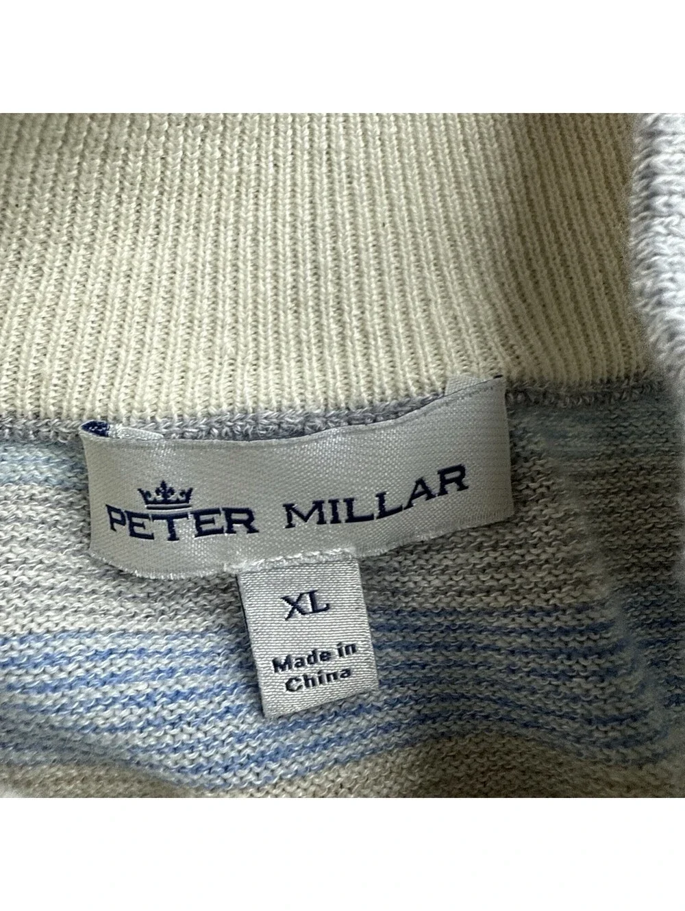 Peter Millar Linen Blend 1/4 Zip Sweater Striped Men’s XL Striped Performance